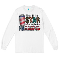 White Star Spangled Hammered Long Sleeve Tee - CowhideDigitalArt