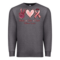 Charcoal Heather Peace Love Cure Uterine Cancer Premium Sweatshirt - Jasminsmagicworld