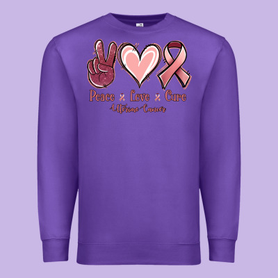 Peace Love Cure Uterine Cancer Premium Sweatshirt Designed By Jasminsmagicworld