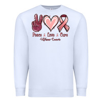 White Peace Love Cure Uterine Cancer Premium Sweatshirt - Jasminsmagicworld