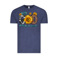Vintage Denim with god all things are possible sunflower Vintage Tee - Zillion Design Studio