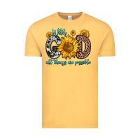Vintage Mustard with god all things are possible sunflower Vintage Tee - Zillion Design Studio