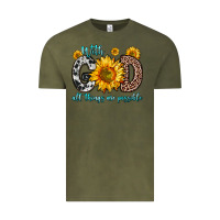 Vintage Olive with god all things are possible sunflower Vintage Tee - Zillion Design Studio