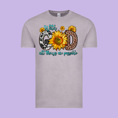 With God All Things Are Possible Sunflower Vintage Tee Designed By Zillion Design Studio