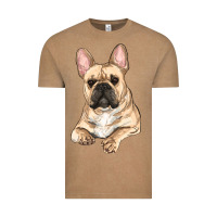 Vintage Coffee french bulldog sitting Vintage Tee - RanaPortraitStore