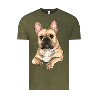 Vintage Olive french bulldog sitting Vintage Tee - RanaPortraitStore