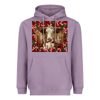 Lavender christmas heifer with candy canes Heavyweight Hoodie - BarkalooDesign