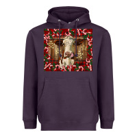 Plum christmas heifer with candy canes Heavyweight Hoodie - BarkalooDesign