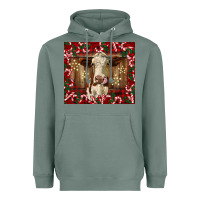 Sage christmas heifer with candy canes Heavyweight Hoodie - BarkalooDesign