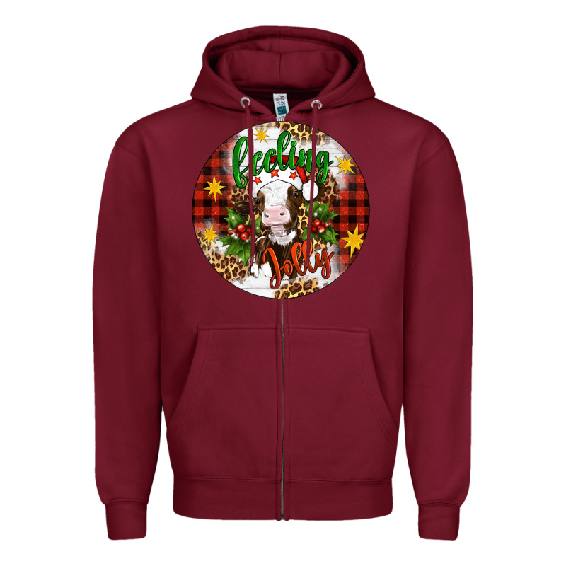 Christmas Feeling Jolly Cow Ornament Zipper Hoodie by Artiststas | Teevron