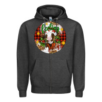 Charcoal Heather Christmas feeling jolly cow ornament Zipper Hoodie - Artiststas