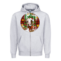 Heather Grey Christmas feeling jolly cow ornament Zipper Hoodie - Artiststas