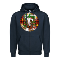 Navy Christmas feeling jolly cow ornament Zipper Hoodie - Artiststas