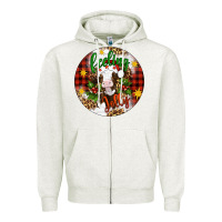 Oatmeal Heather Christmas feeling jolly cow ornament Zipper Hoodie - Artiststas