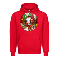 Red Christmas feeling jolly cow ornament Zipper Hoodie - Artiststas