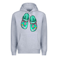Heather Grey nurse crocs Premium Hoodie - MaliasSmallBusiness