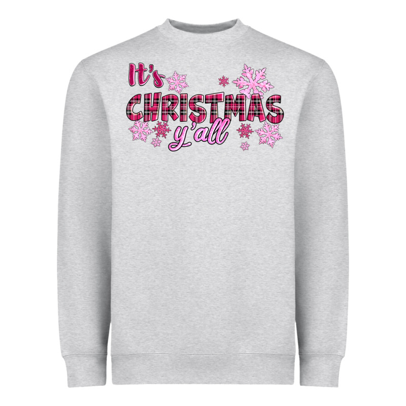 It's Christmas Y'all Season Pink Christmas Heavyweight Sweatshirt by RanaPortraitStore | Teevron