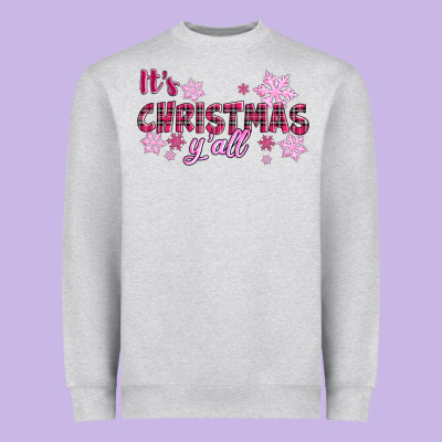Heavyweight Sweatshirt It's Christmas Y'all Season Pink Christmas