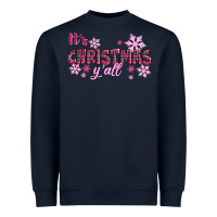 Navy It's Christmas Y'all Season Pink Christmas Heavyweight Sweatshirt - RanaPortraitStore