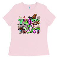 Bubblegum Pink trıck or treat Ladies Tee - AdoDesignShop