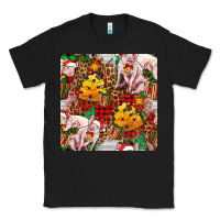 Black christmas pig  tartan with  hay and christmas ligh Classic Tee - FaDigitalArtStudio
