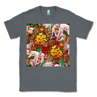Charcoal Heather christmas pig  tartan with  hay and christmas ligh Classic Tee - FaDigitalArtStudio