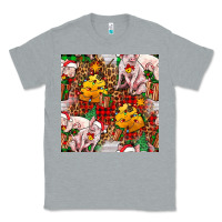 Heather Grey christmas pig  tartan with  hay and christmas ligh Classic Tee - FaDigitalArtStudio