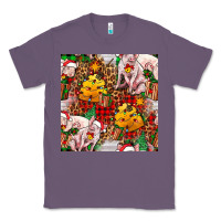Lavender christmas pig  tartan with  hay and christmas ligh Classic Tee - FaDigitalArtStudio