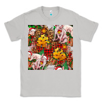 Moon Dust christmas pig  tartan with  hay and christmas ligh Classic Tee - FaDigitalArtStudio