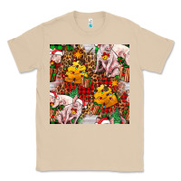 Mushroom christmas pig  tartan with  hay and christmas ligh Classic Tee - FaDigitalArtStudio