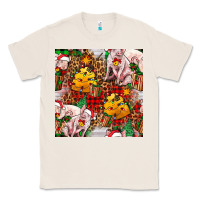Natural christmas pig  tartan with  hay and christmas ligh Classic Tee - FaDigitalArtStudio