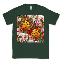 Sports Green christmas pig  tartan with  hay and christmas ligh Classic Tee - FaDigitalArtStudio