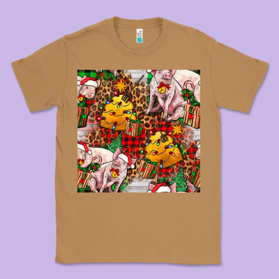 Christmas Pig  Tartan With  Hay And Christmas Ligh Classic Tee Designed By Fadigitalartstudio