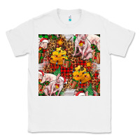 White christmas pig  tartan with  hay and christmas ligh Classic Tee - FaDigitalArtStudio