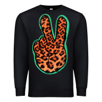 Black Orange Leopard Peace Sign Premium Sweatshirt - Jasminsmagicworld