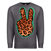 Charcoal Heather Orange Leopard Peace Sign Premium Sweatshirt - Jasminsmagicworld