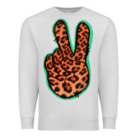 Dove Grey Orange Leopard Peace Sign Premium Sweatshirt - Jasminsmagicworld