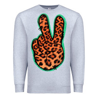 Heather Grey Orange Leopard Peace Sign Premium Sweatshirt - Jasminsmagicworld