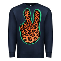 Navy Orange Leopard Peace Sign Premium Sweatshirt - Jasminsmagicworld