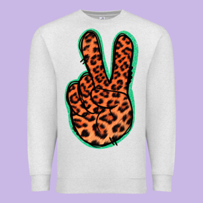 Orange Leopard Peace Sign Premium Sweatshirt Designed By Jasminsmagicworld