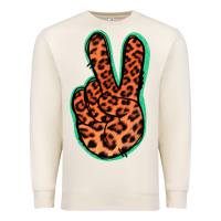 Sandshell Orange Leopard Peace Sign Premium Sweatshirt - Jasminsmagicworld