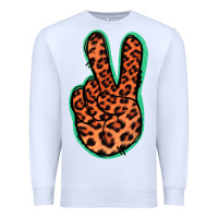 White Orange Leopard Peace Sign Premium Sweatshirt - Jasminsmagicworld