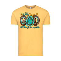 Vintage Mustard with god all things are possible gemstone Vintage Tee - Zillion Design Studio