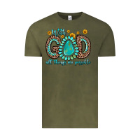 Vintage Olive with god all things are possible gemstone Vintage Tee - Zillion Design Studio