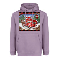 Lavender Christmas farm reindeer and truck Heavyweight Hoodie - BarkalooDesign
