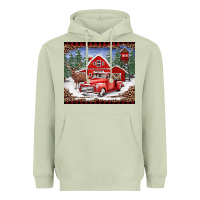Matcha Christmas farm reindeer and truck Heavyweight Hoodie - BarkalooDesign