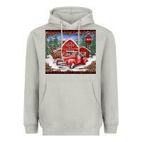 Moon Dust Christmas farm reindeer and truck Heavyweight Hoodie - BarkalooDesign