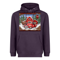 Plum Christmas farm reindeer and truck Heavyweight Hoodie - BarkalooDesign