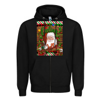 Black Christmas Feeling Jolly Santa Zipper Hoodie - Artiststas