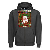 Charcoal Heather Christmas Feeling Jolly Santa Zipper Hoodie - Artiststas